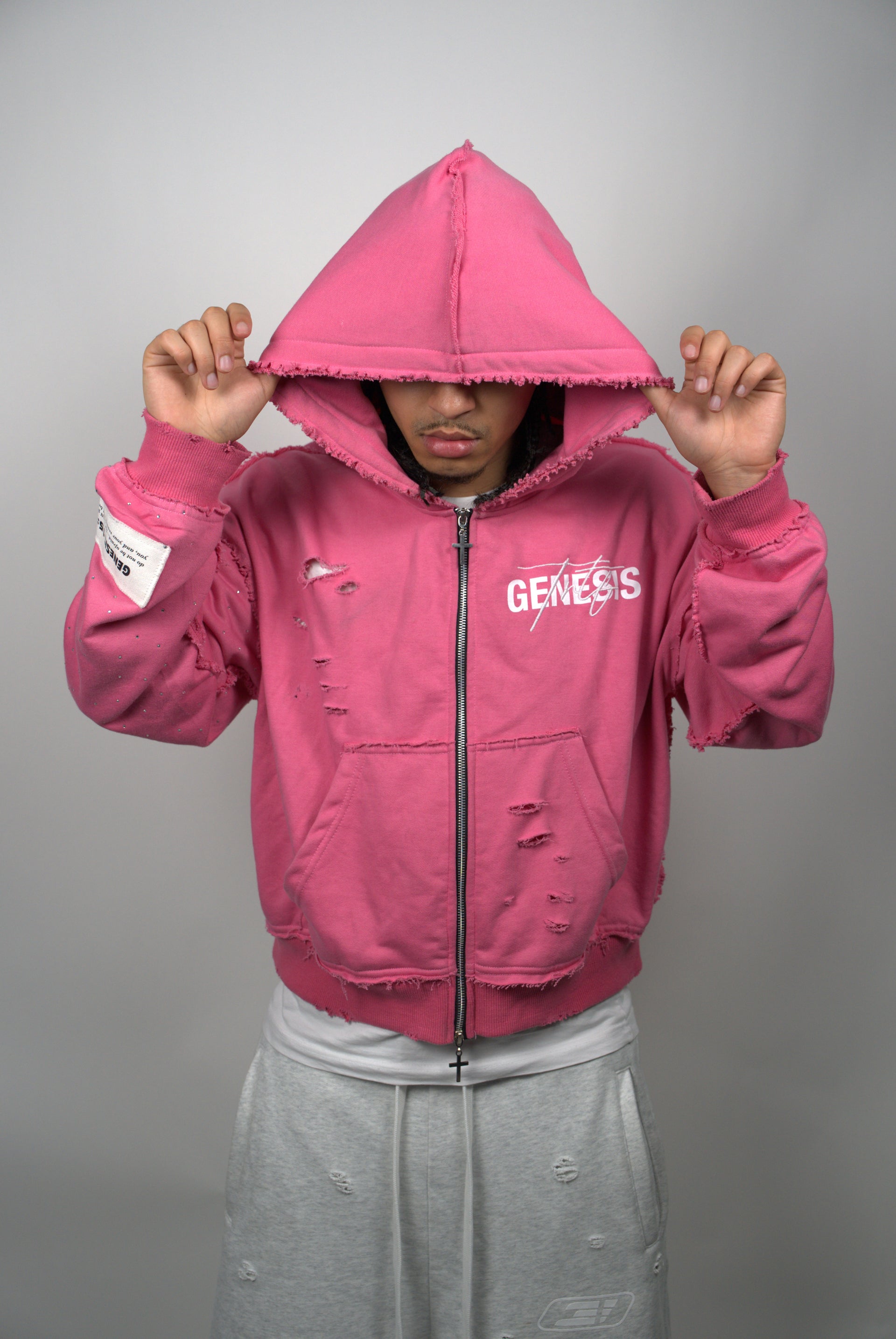 Rosé Gemstone Zip Up